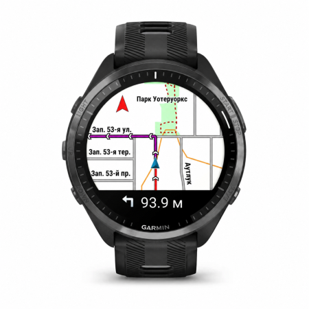 Garmin Forerunner 965, чёрный: демонстрация карты и подсказки поворота