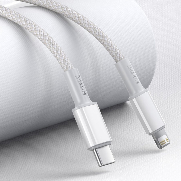 Кабель USB-C BASEUS High Density Braided, Type-C - Lightning, 20W, 1 м (CATLGD-02) белый