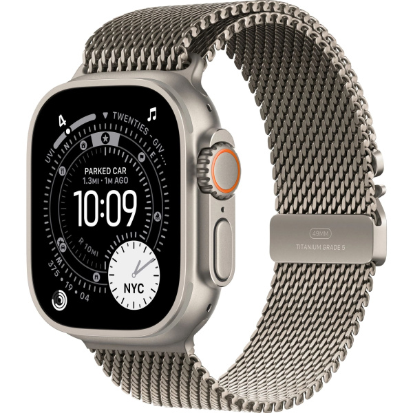 Apple Watch Ultra 3 GPS + Cellular 49mm Natural Titanium Case with Natural Titanium Milanese Loop S (MEWW4)