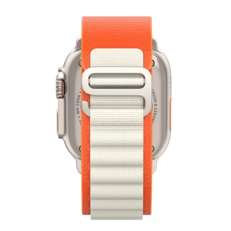 Ремешок нейлоновый Alpine Loop для Apple Watch 42/44/45/49 мм, 235мм, на застежке, оранжевый+белый