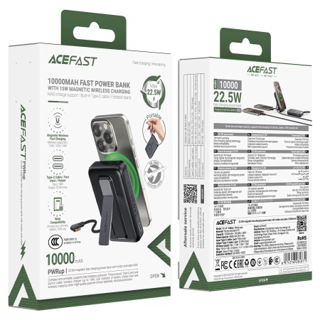 Портативный аккумулятор AceFast Magnetic M24 10000mAh Black