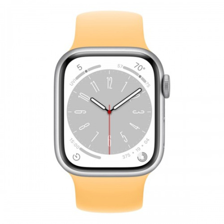 Смарт-часы Apple Watch S8, 45 mm, корпус из алюминия серебристого цвета, ремешок цвета «Sunglow»