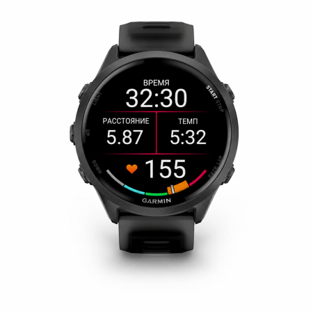 Экран тренировки Garmin Forerunner 570 47 мм, чёрный: время, расстояние, темп и пульс