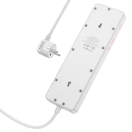 Сетевой фильтр удлинитель Hoco AC14A 5 розеток 3 USB и Type-C 2500W 1.5м Белый