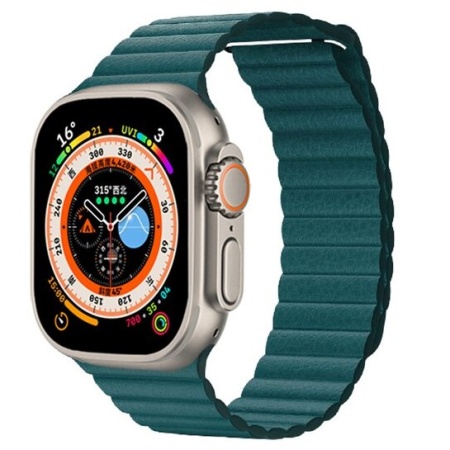Ремешок кожаный Leather Loop для Apple Watch 38/40/41 мм, 225мм, на магните, бирюзовый