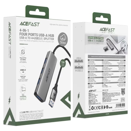 Хаб AceFast J17 1m USB-A