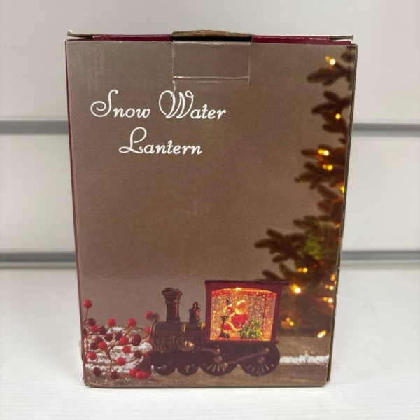 Фонарь новогодний 15 см Паровоз и Дед Мороз