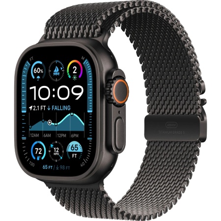 Apple Watch Ultra 2 (2024) 49mm Black Titanium Case with Black Titanium Milanese Loop Large (MYTC3)