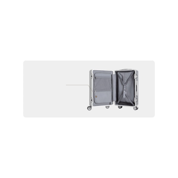 Чемодан Xiaomi Aluminum Frame Luggage 20" Silver — на белом фоне