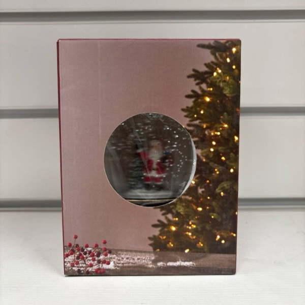 Фонарь новогодний круглый 15 см Дед Мороз и Елка