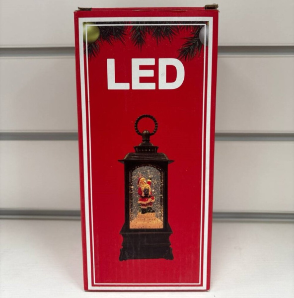 Фонарь новогодний 20см Белый корпус/Дед Мороз