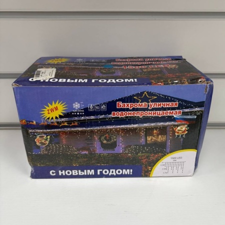 Гирлянда уличная бахрома 25 метров синяя